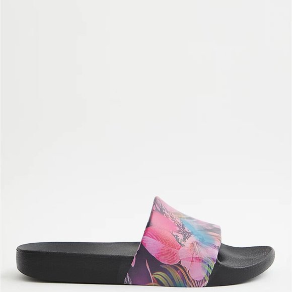 NWT Torrid Pool Slide On Floral Sandals Slides Black Plus Size 12 WW H12242 - Picture 10 of 10